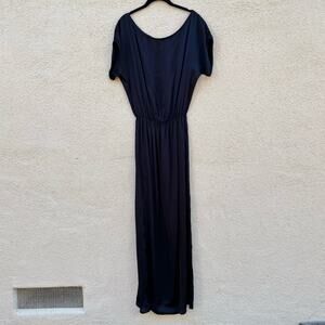 Stillwater Revolve Black Satin Maxi Dress S Elastic Waist